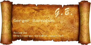 Gerger Barnabás névjegykártya
